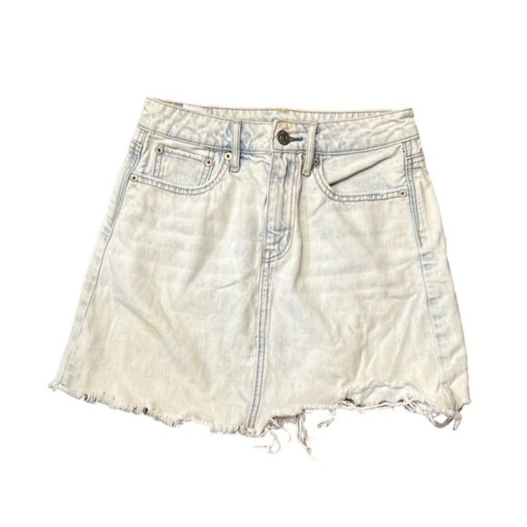 American Eagle Womens Super High Waisted Distressed Denim Mini Skirt Size 0 Fest - Picture 6 of 6